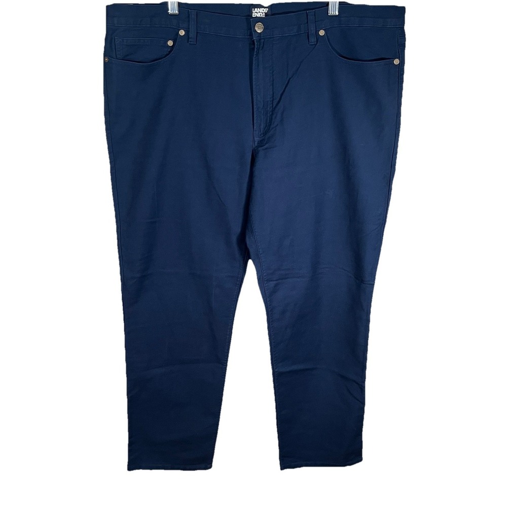 Lands' End Knit Twill 5 Pocket Pants Men's 42X30 Radiant Navy‎ Blue New